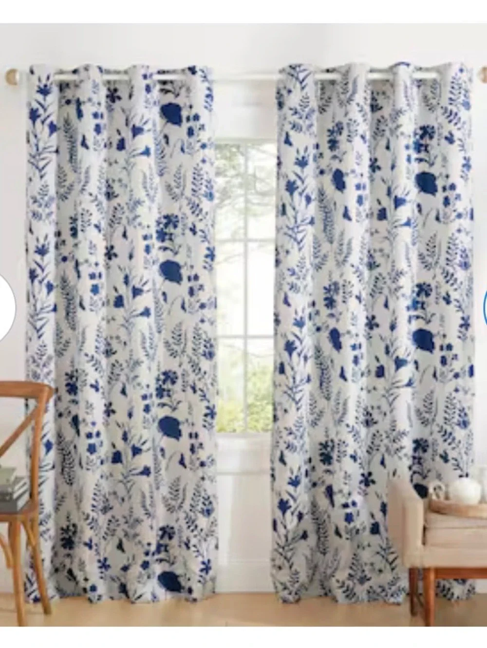 Exclusive Home Blue/White Floral Patterned Curtain Panels Set of 2 - Grannycore